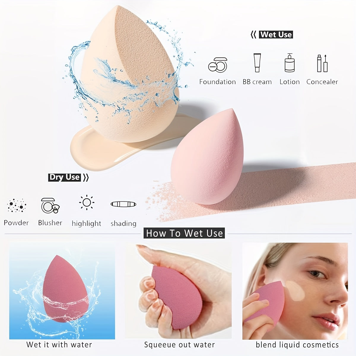 Professional Makeup - Latex-Free - Dry And Wet Use - Blender for Foundation